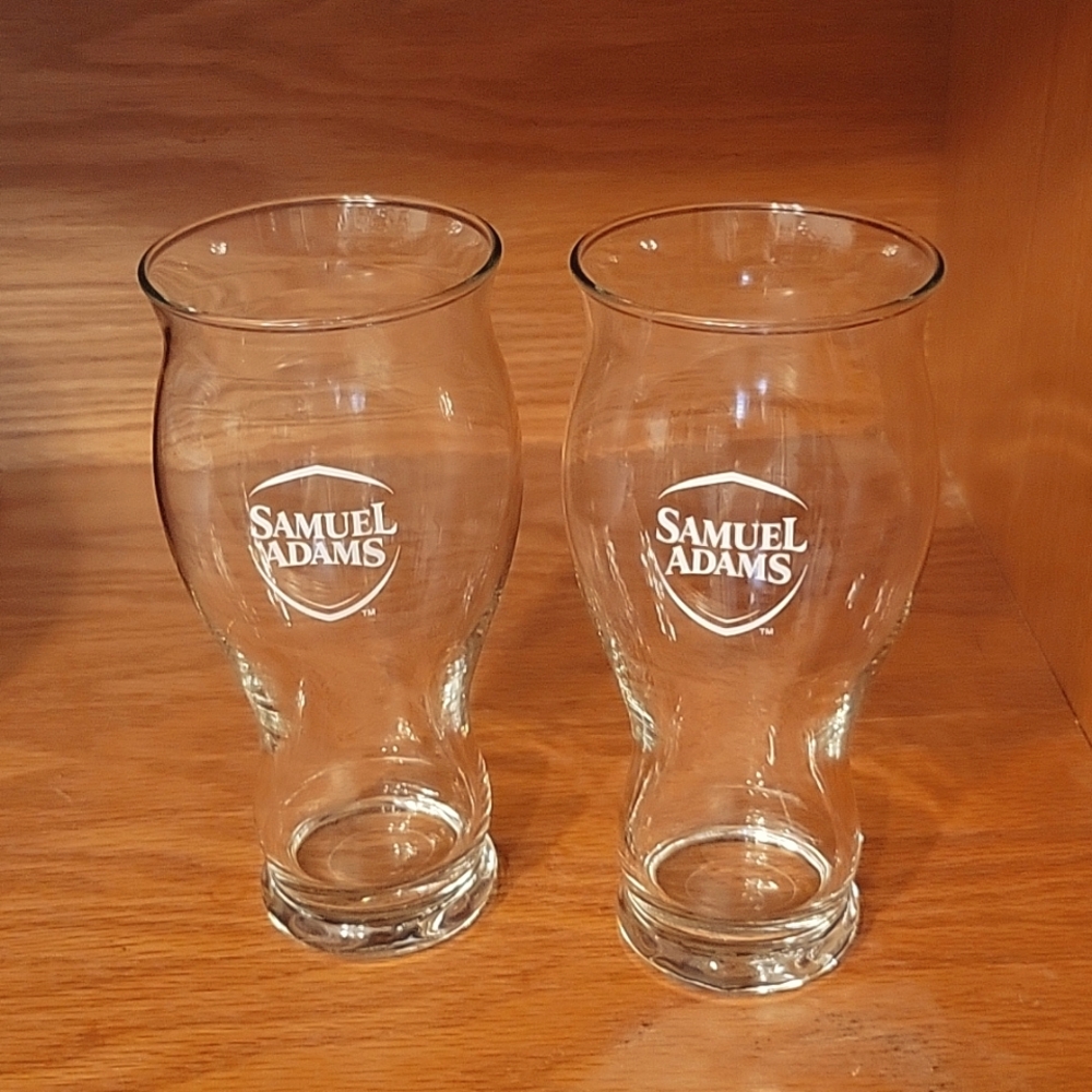 Beer Glasses 2 Samuel Adams Clear White Label